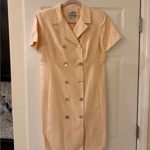 Rickie Freeman for Teri Jon Peach 100% Silk Vintage Peach Midi Dress